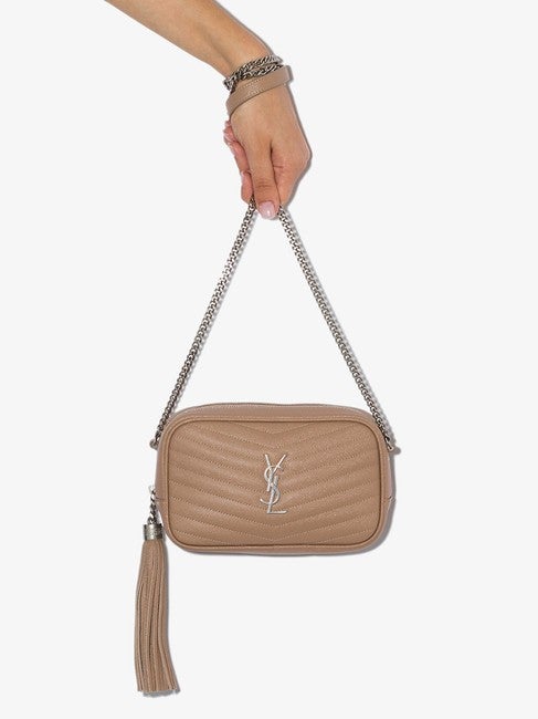 Saint Laurent Camera Lou Mini Beige Leather Shoulder Bag