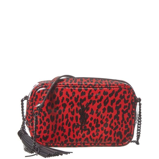 Saint Laurent Camera Lou Patent Leopard Print Monogram Mini Red/Black Calfskin Leather Cross Body Bag