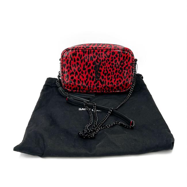 Saint Laurent Camera Lou Patent Leopard Print Monogram Mini Red/Black Calfskin Leather Cross Body Bag