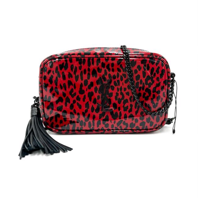 Saint Laurent Camera Lou Patent Leopard Print Monogram Mini Red/Black Calfskin Leather Cross Body Bag