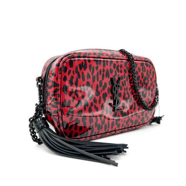 Saint Laurent Camera Lou Patent Leopard Print Monogram Mini Red/Black Calfskin Leather Cross Body Bag
