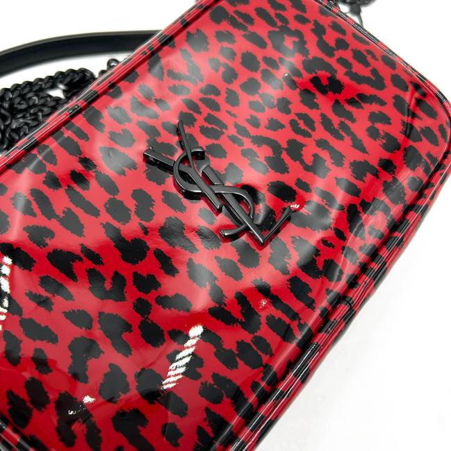 Saint Laurent Camera Lou Patent Leopard Print Monogram Mini Red/Black Calfskin Leather Cross Body Bag