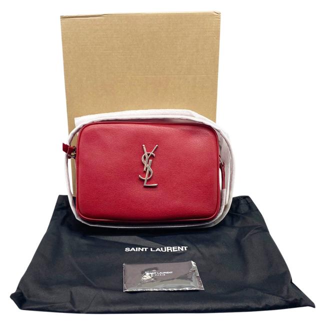 Saint Laurent Camera Lou Smooth Monogram Tassel Red Leather Cross Body Bag