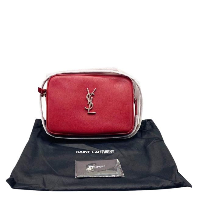 Saint Laurent Camera Lou Smooth Monogram Tassel Red Leather Cross Body Bag