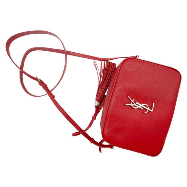 Saint Laurent Camera Lou Smooth Monogram Tassel Red Leather Cross Body Bag