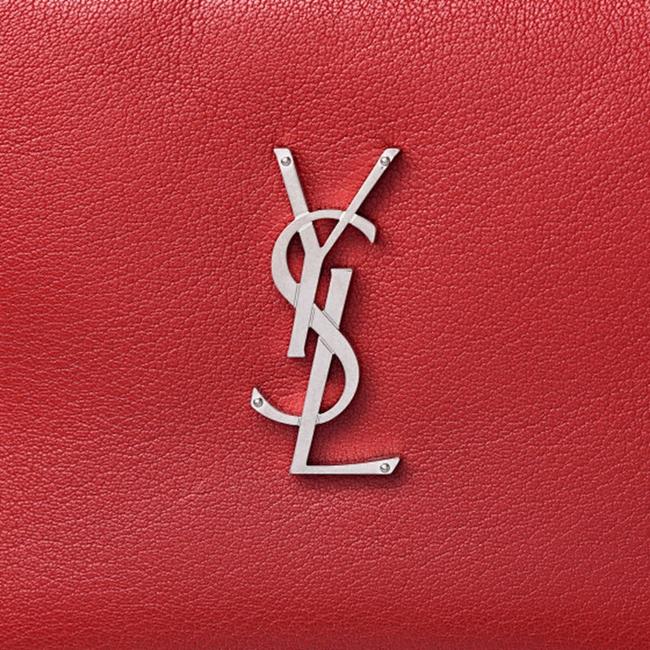 Saint Laurent Camera Lou Smooth Monogram Tassel Red Leather Cross Body Bag