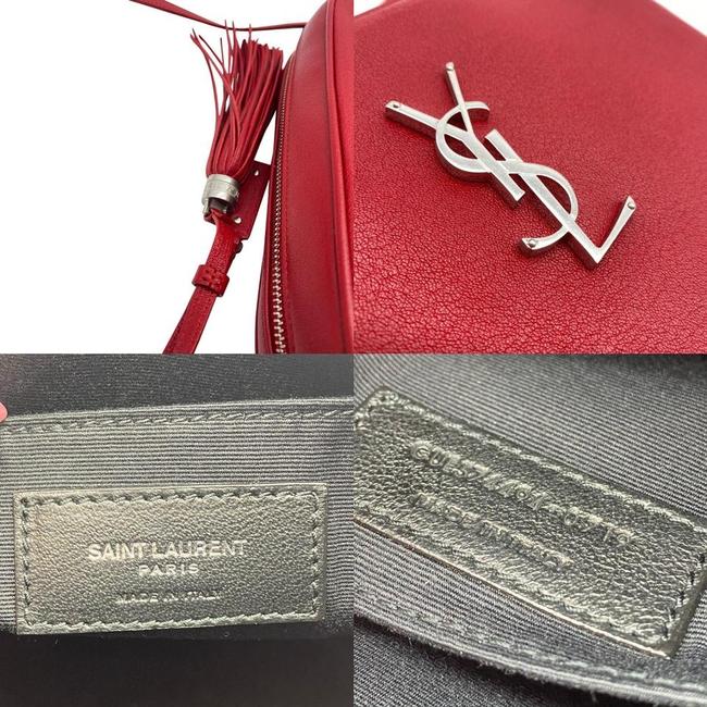Saint Laurent Camera Lou Smooth Monogram Tassel Red Leather Cross Body Bag