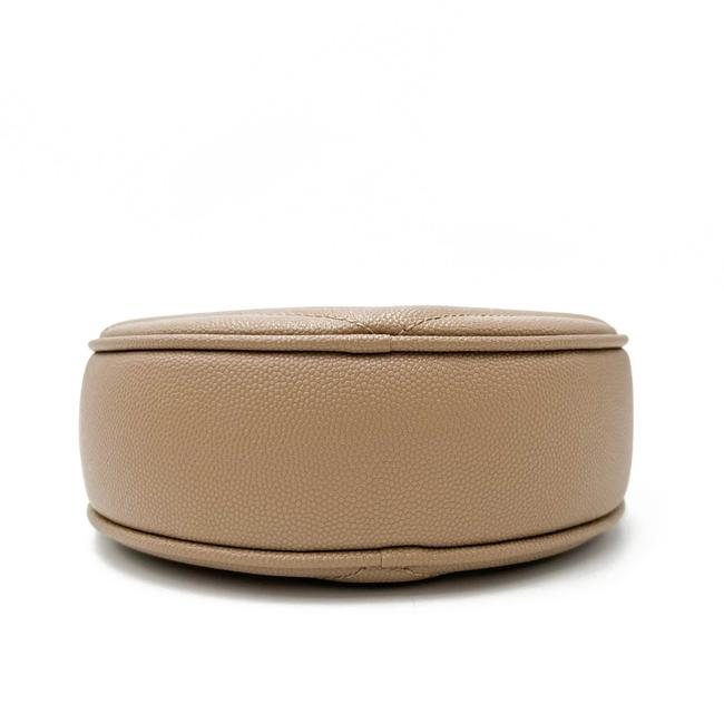 Saint Laurent Camera Vinyle Round 610436 Beige Leather Cross Body Bag