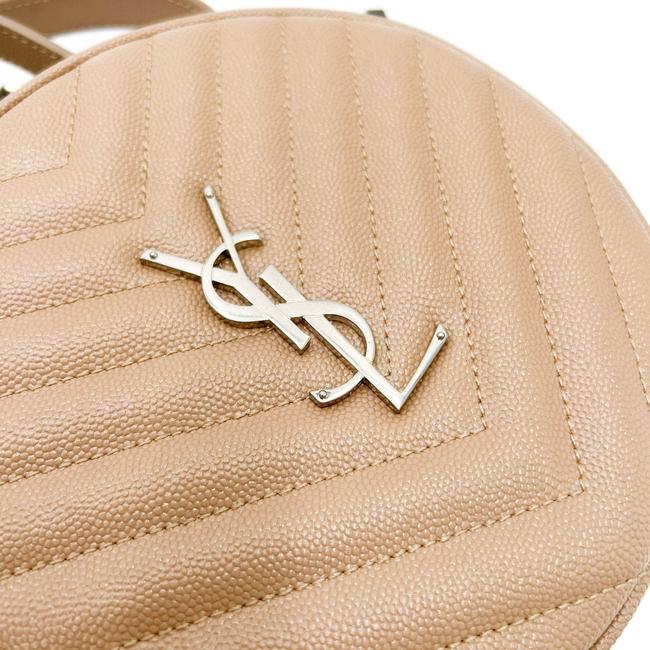 Saint Laurent Camera Vinyle Round 610436 Beige Leather Cross Body Bag