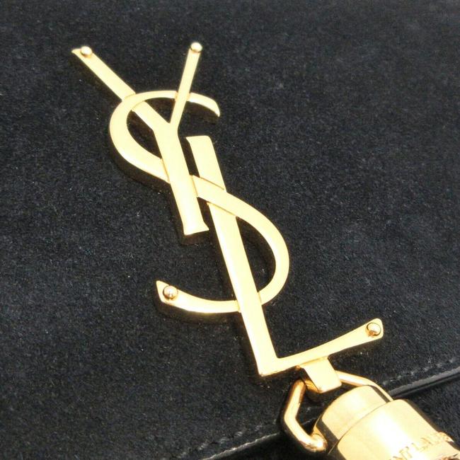 Saint Laurent Cassandre Classic Monogram Tassel Black Suede Clutch