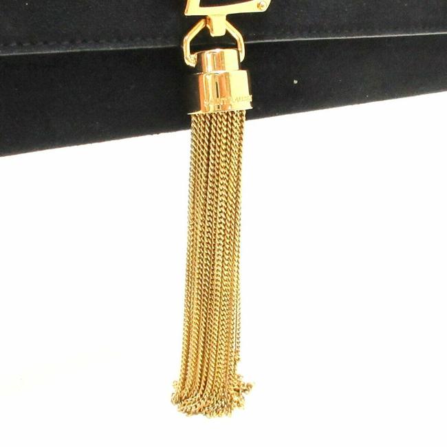 Saint Laurent Cassandre Classic Monogram Tassel Black Suede Clutch