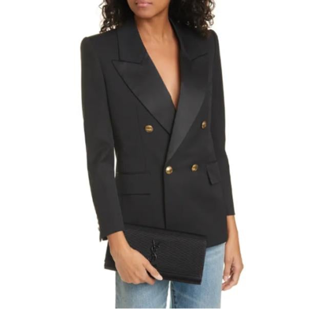 Saint Laurent Cassandre Monogram Black Viscose Clutch