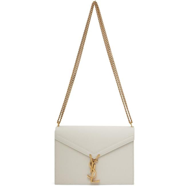 Saint Laurent Off-white Medium Cassandra White Leather Shoulder Bag