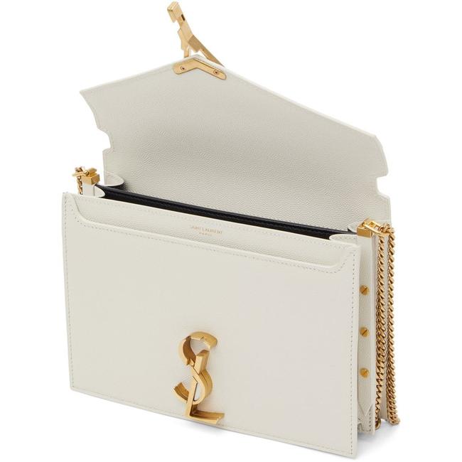 Saint Laurent Off-white Medium Cassandra White Leather Shoulder Bag