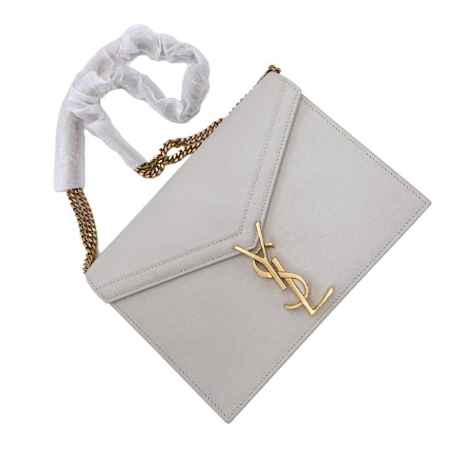 Saint Laurent Off-white Medium Cassandra White Leather Shoulder Bag