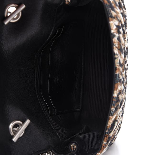 Saint Laurent Chain Jacquard Leopard Matelasse Chevron Monogram Baby Black Canvas Shoulder Bag