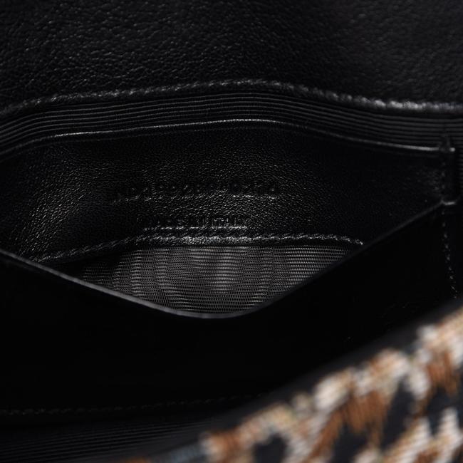Saint Laurent Chain Jacquard Leopard Matelasse Chevron Monogram Baby Black Canvas Shoulder Bag