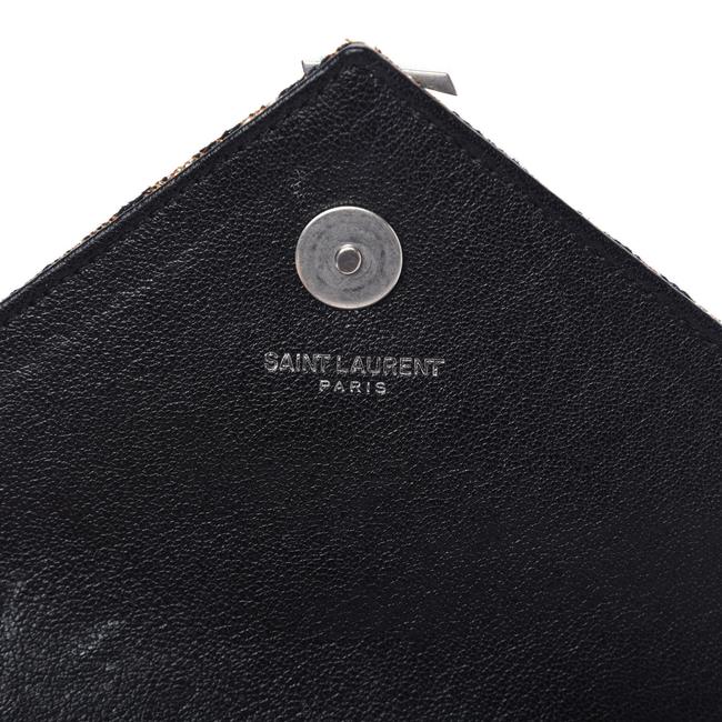 Saint Laurent Chain Jacquard Leopard Matelasse Chevron Monogram Baby Black Canvas Shoulder Bag
