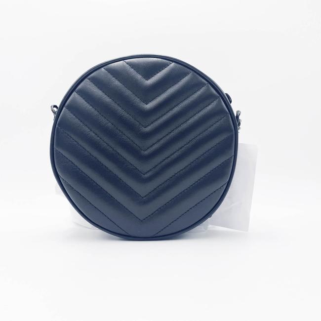 Saint Laurent Chain Wallet Camera Calfskin Matelasse Chevron Round Vinyle Black Leather Cross Body Bag