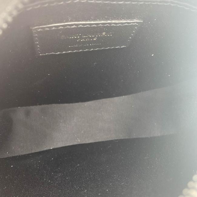 Saint Laurent Chain Wallet Camera Calfskin Matelasse Chevron Round Vinyle Black Leather Cross Body Bag