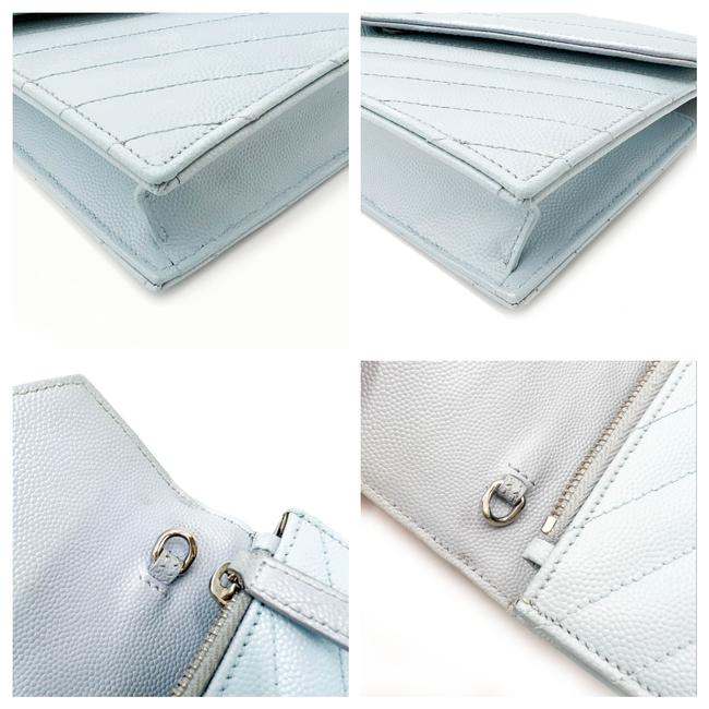 Saint Laurent Chain Wallet Envelope Light Monogram Blue Leather Cross Body Bag