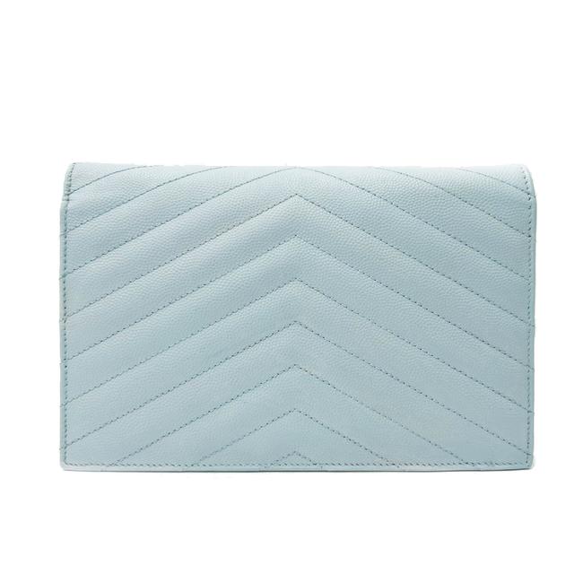 Saint Laurent Chain Wallet Envelope Light Monogram Blue Leather Cross Body Bag
