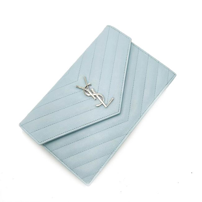 Saint Laurent Chain Wallet Envelope Light Monogram Blue Leather Cross Body Bag