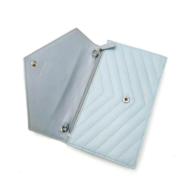 Saint Laurent Chain Wallet Envelope Light Monogram Blue Leather Cross Body Bag