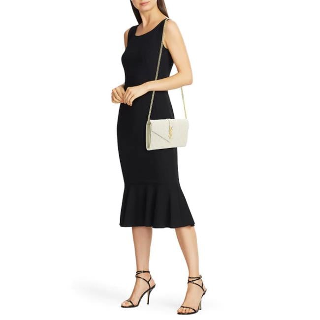 Saint Laurent Chain Wallet Envelope Monogram Matelasse Wallet-on-chain Triquilted White Leather Shoulder Bag