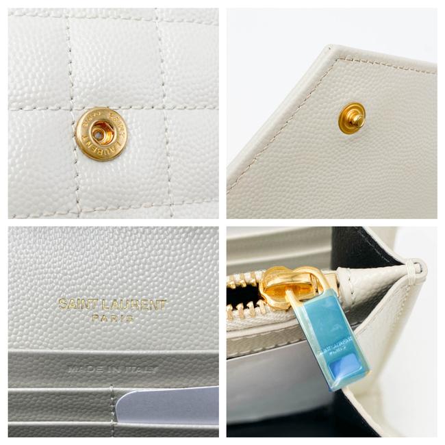 Saint Laurent Chain Wallet Envelope Monogram Matelasse Wallet-on-chain Triquilted White Leather Shoulder Bag