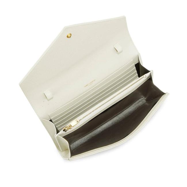 Saint Laurent Chain Wallet Envelope Monogram Matelasse Wallet-on-chain Triquilted White Leather Shoulder Bag