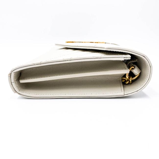 Saint Laurent Chain Wallet Envelope Monogram Matelasse Wallet-on-chain Triquilted White Leather Shoulder Bag