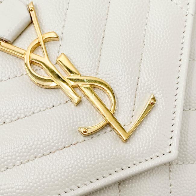 Saint Laurent Chain Wallet Envelope Monogram Matelasse Wallet-on-chain Triquilted White Leather Shoulder Bag