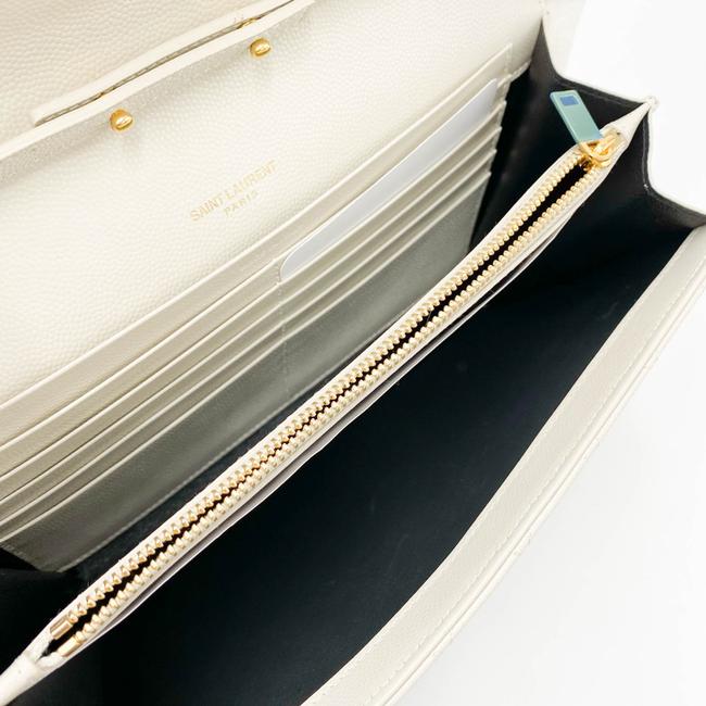 Saint Laurent Chain Wallet Envelope Monogram Matelasse Wallet-on-chain Triquilted White Leather Shoulder Bag