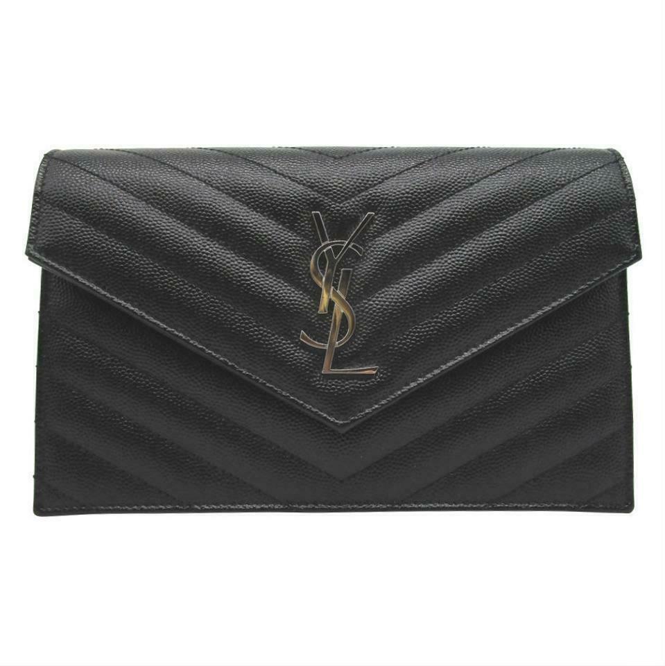 Saint Laurent Chain Wallet Envelope Woc Monogram Black Leather Cross Body Bag