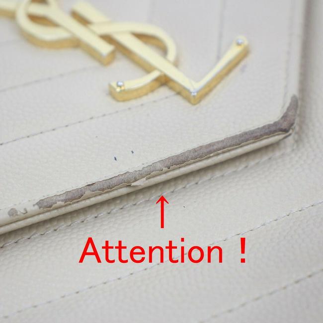 Saint Laurent Chain Wallet Grain De Poudre Matelasse Chevron Monogram Beige Leather Shoulder Bag