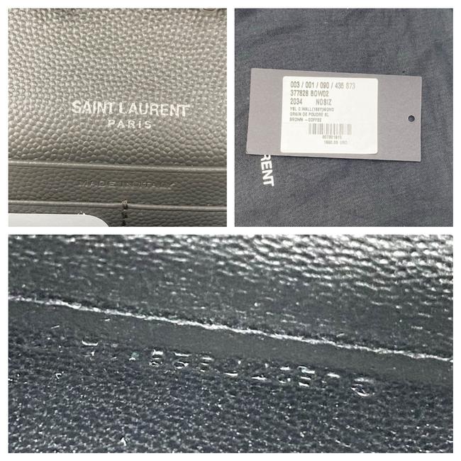 Saint Laurent Chain Wallet Grain De Poudre Matelasse Chevron Monogram Grey Leather Cross Body Bag