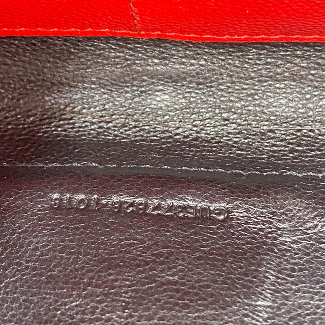 Saint Laurent Chain Wallet Grain De Poudre Matelasse Chevron Monogram Red Leather Shoulder Bag