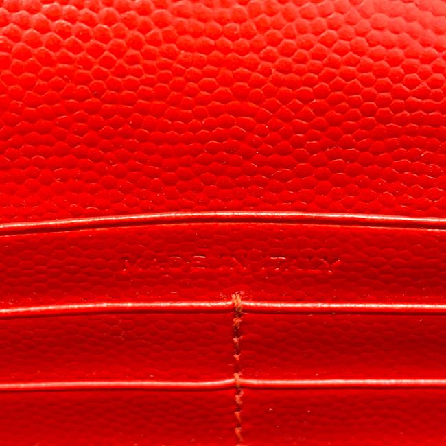 Saint Laurent Chain Wallet Grain De Poudre Matelasse Chevron Monogram Red Leather Shoulder Bag
