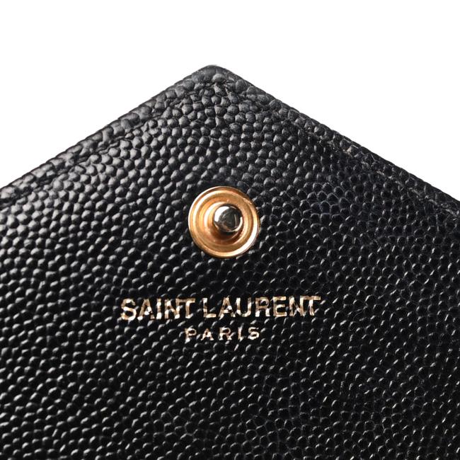 Saint Laurent Chain Wallet Grain De Poudre Matelasse Chevron Monogram Woc Black Leather Shoulder Bag