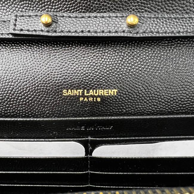 Saint Laurent Chain Wallet Grain De Poudre Mixed Matelasse Triquilt Monogram Black Leather Shoulder Bag