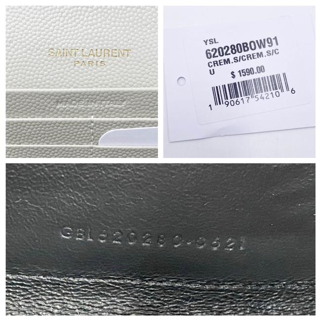 Saint Laurent Chain Wallet Grain De Poudre Mixed Matelasse Triquilt Crema White Leather Shoulder Bag