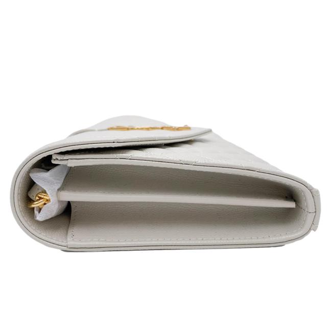 Saint Laurent Chain Wallet Grain De Poudre Mixed Matelasse Triquilt Crema White Leather Shoulder Bag