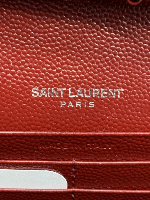 Saint Laurent Chain Wallet Medium Envelope Monogram Red Leather Cross Body Bag