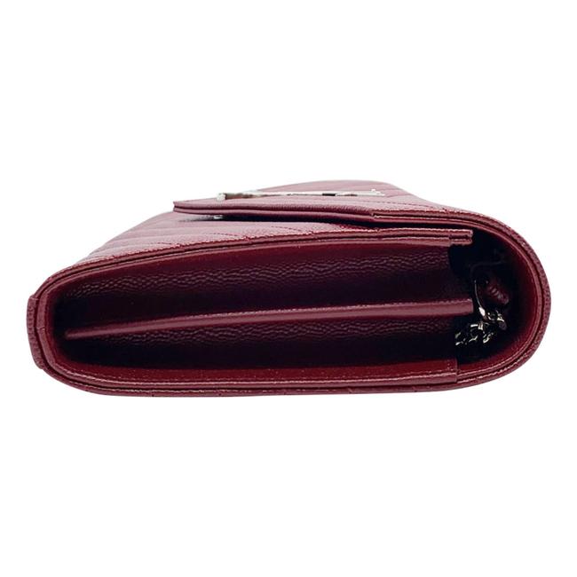 Saint Laurent Chain Wallet Medium Envelope Monogram Red Leather Cross Body Bag