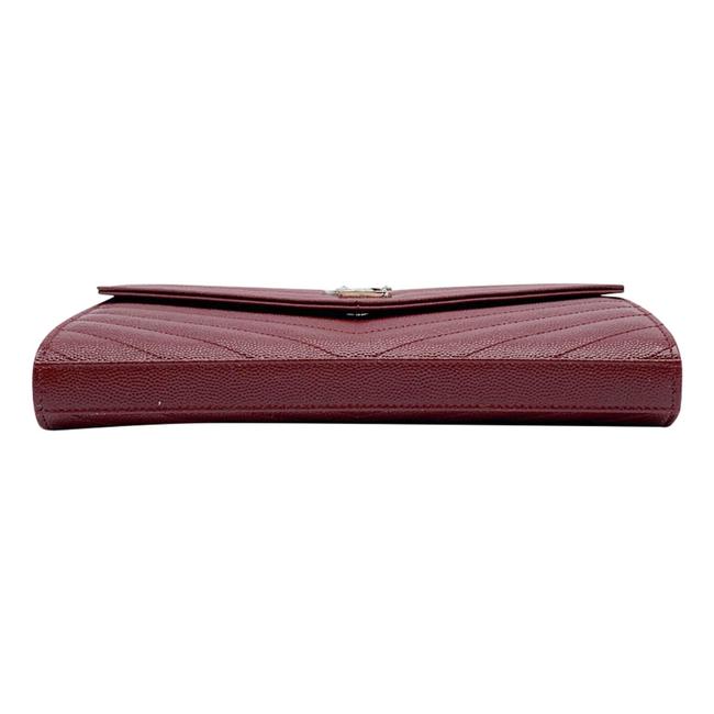 Saint Laurent Chain Wallet Medium Envelope Monogram Red Leather Cross Body Bag