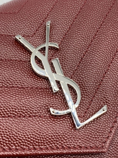 Saint Laurent Chain Wallet Medium Envelope Monogram Red Leather Cross Body Bag