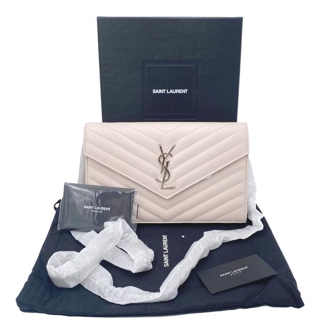 Saint Laurent Chain Wallet Medium Pale Monogram Pink Leather Shoulder Bag