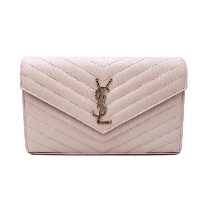 Saint Laurent Chain Wallet Medium Pale Monogram Pink Leather Shoulder Bag