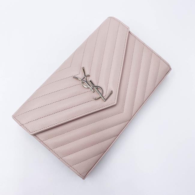 Saint Laurent Chain Wallet Medium Pale Monogram Pink Leather Shoulder Bag